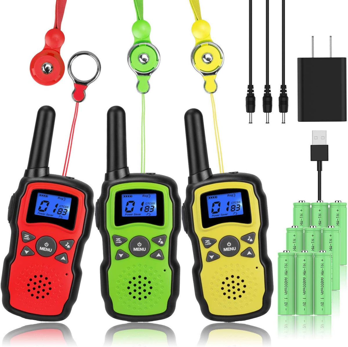 3 Pack Rechargeable Walkie Talkies with USB Charger Battery C147462