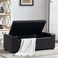 36 Inch Wide Square Lift Top Tufted Faux Leather Ottoman Bench P539035