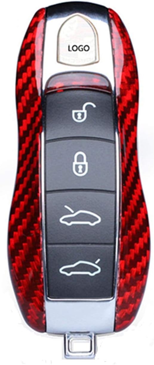 Genuine Carbon Fiber Key Fob Cover Red P34806
