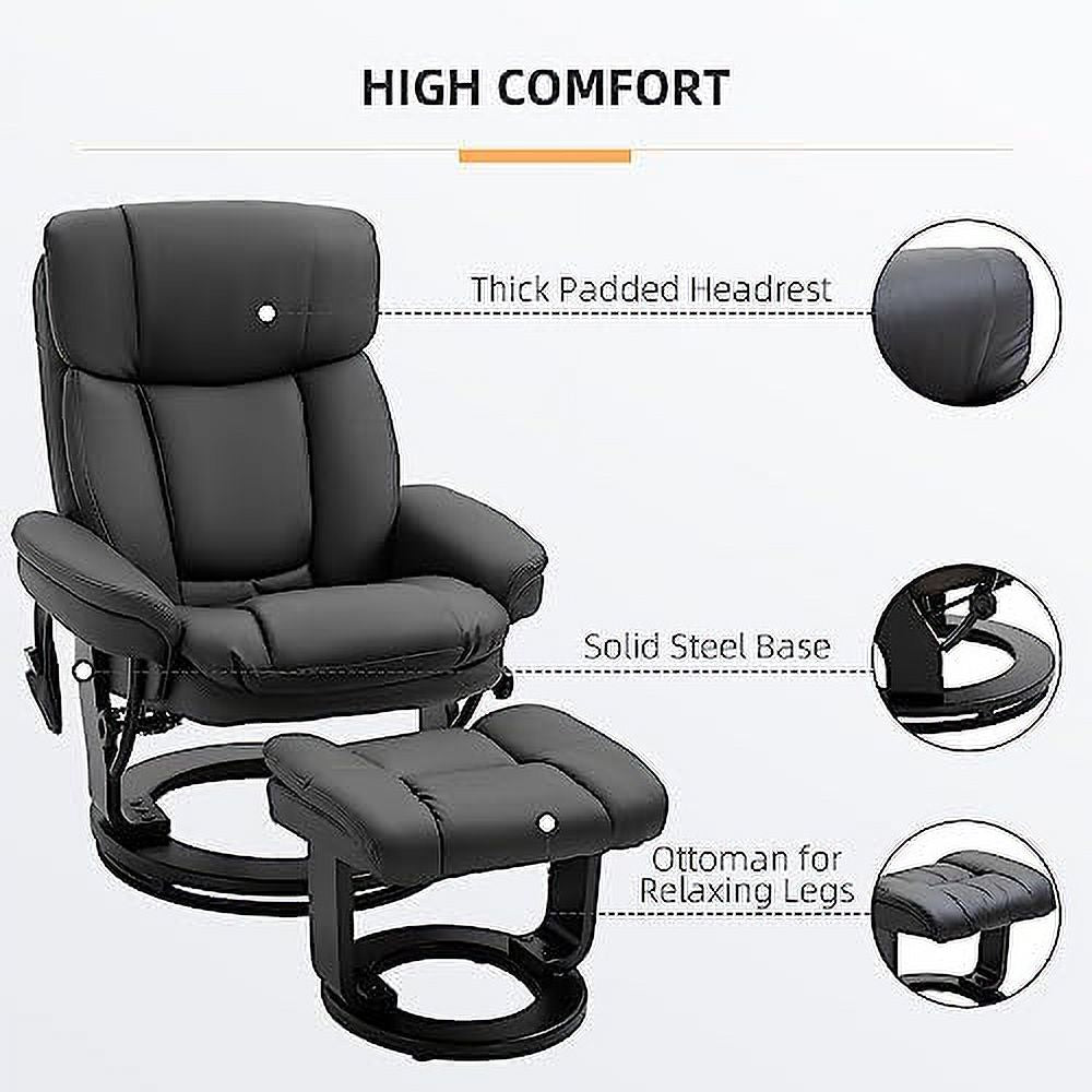 PU Leather Massage Recliner Chair with Ottoman 10 Point Vibration Swiveling Armchair Brown Q4931