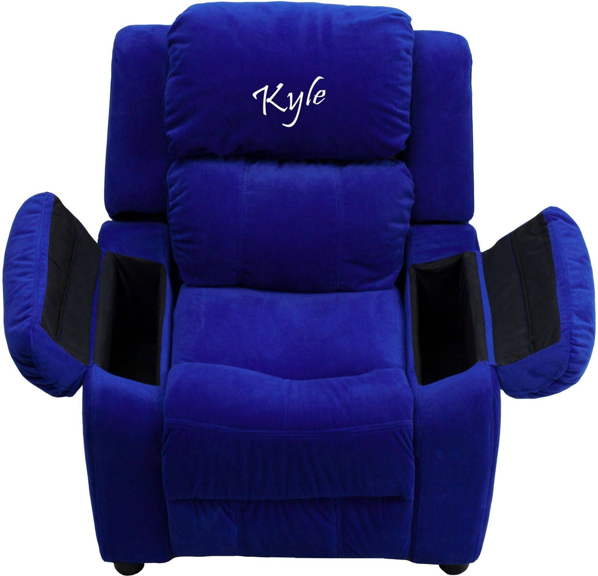 Blue-Microfiber Kids Recliner with Storage Arms J748082