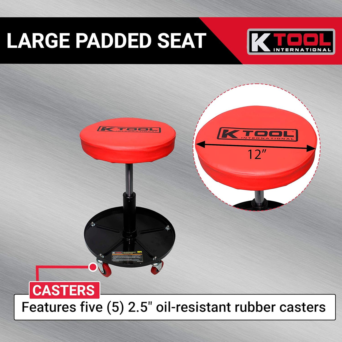 Adjustable Rolling Mechanic Seat with Pneumatic Lift, Padded Seat, Pack of 2 H694