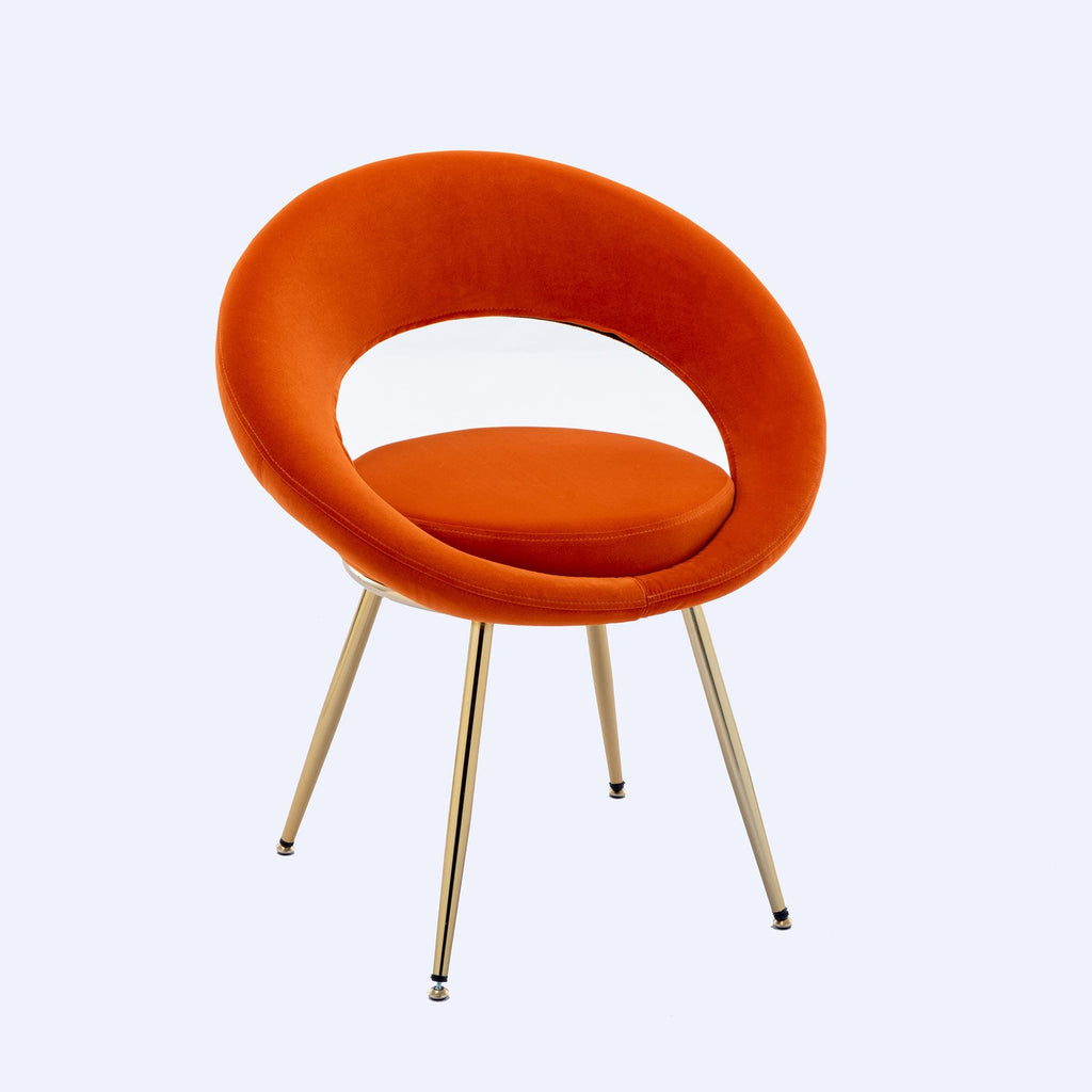 Velvet Lounge Chair With Gold Plated Legs Orange O723299
