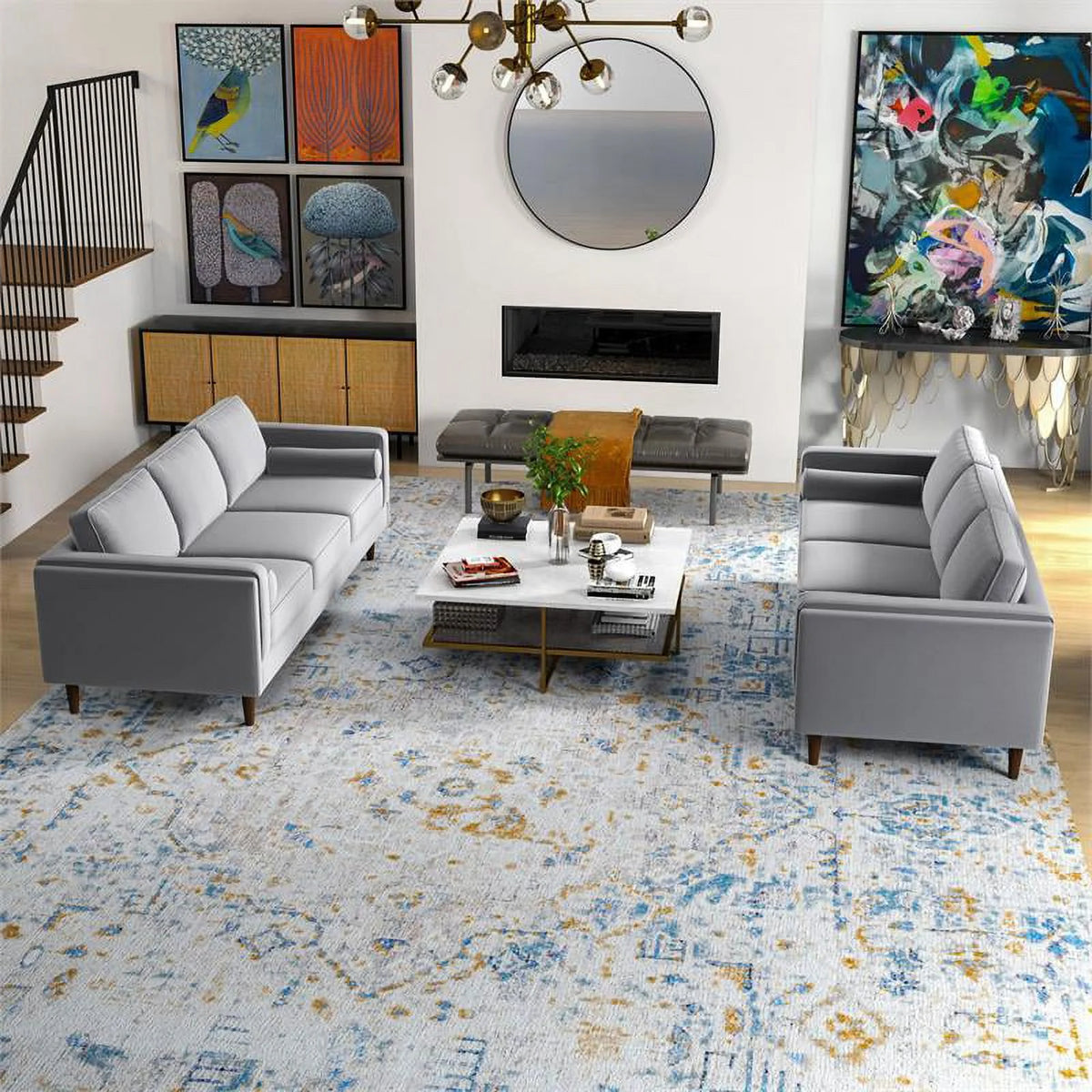 Dark Gray Velvet Sofa Set V72367