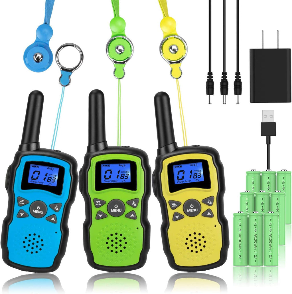 3 Pack Rechargeable Walkie Talkies with USB Charger Battery C147462