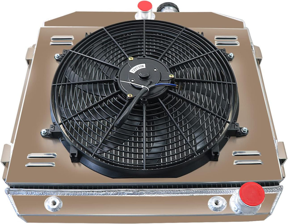 4 Row Radiator with Shroud 16" Fan for 1955-1957 Chevy Bel-Air Nomad V8 L43926
