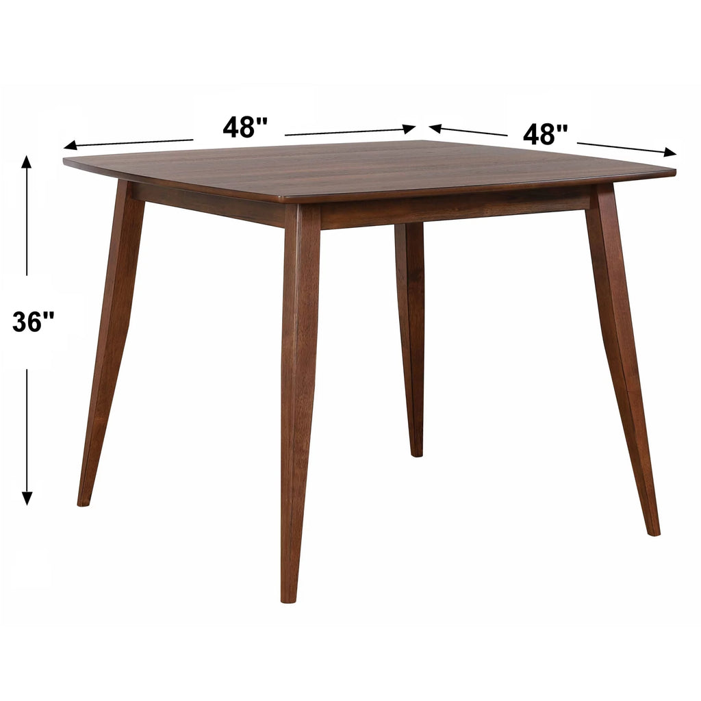 Mid Century 48 in. Square Walnut Wood Dining Table E3303