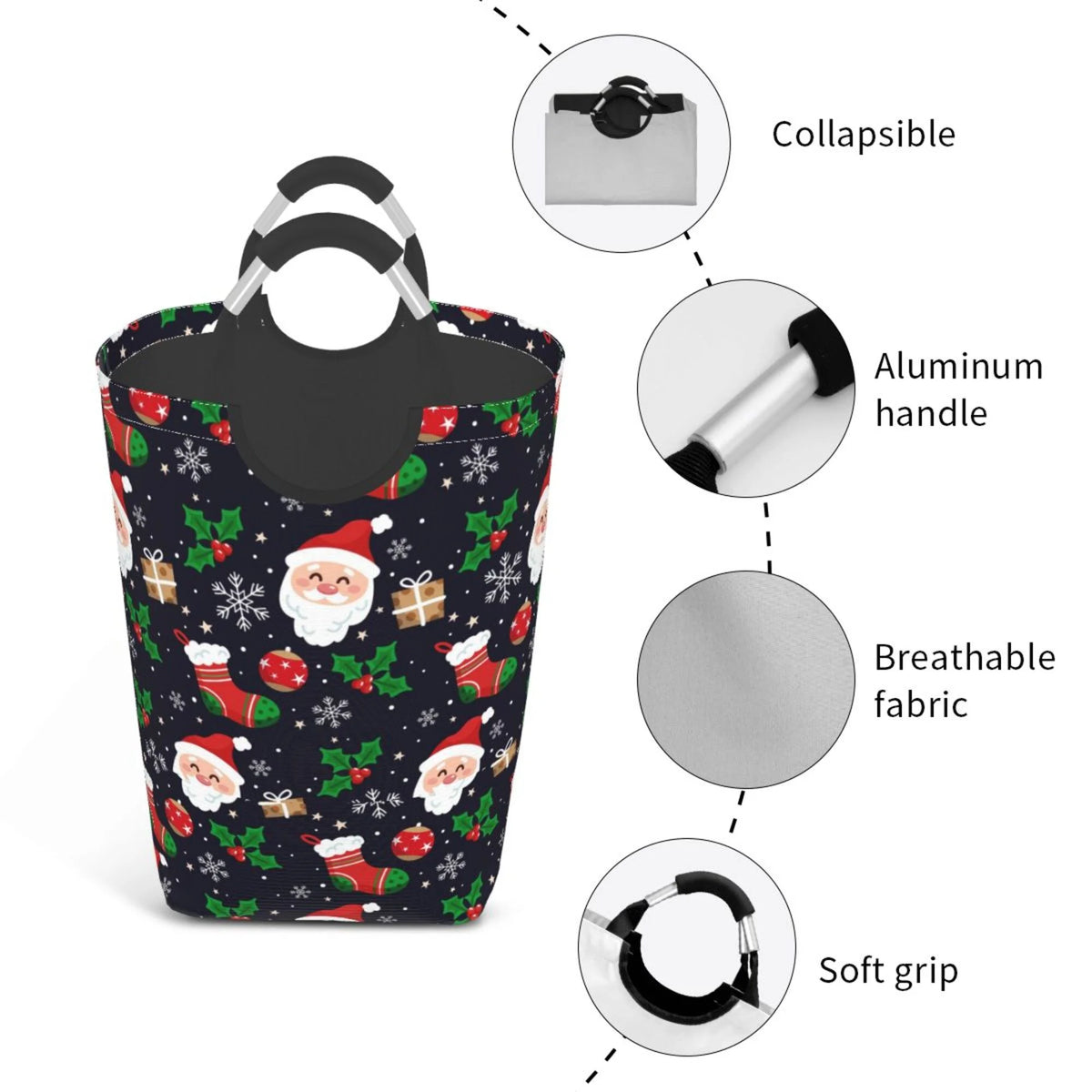 Snowflake Rectangular Collapsible Laundry Basket with Handles T628