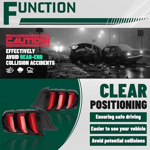 Left & Right Taillight Brake Lamp Assembly Clear Lens Black Housing C774