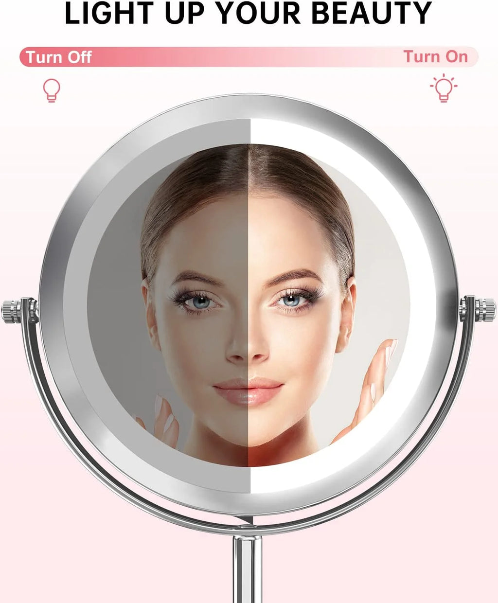 1x/10x Magnifying Lighted Double Sided Round Vanity Mirror 360 Degree Swivel 7 Inch U192