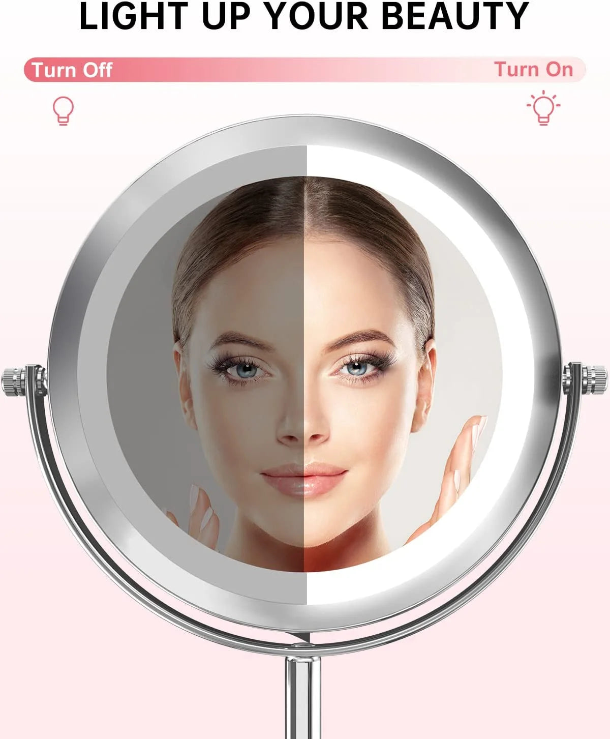 1x/10x Magnifying Lighted Double Sided Round Vanity Mirror 360 Degree Swivel 7 Inch U192