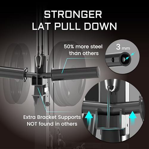 Power Cage Squat Rack with LAT Pulldown 800 lb Capacity I84345