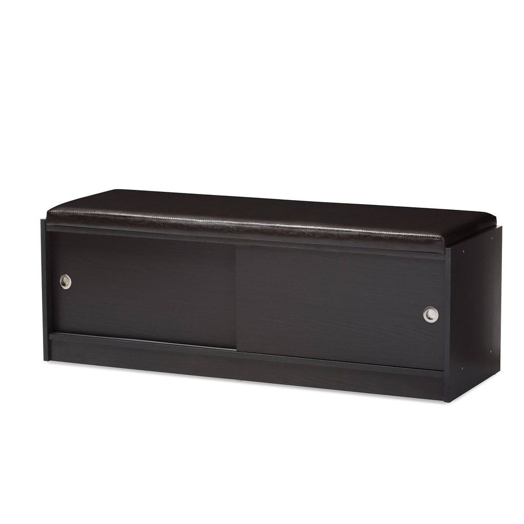 Dark Brown Wood Storage Bench Organizer Y7775