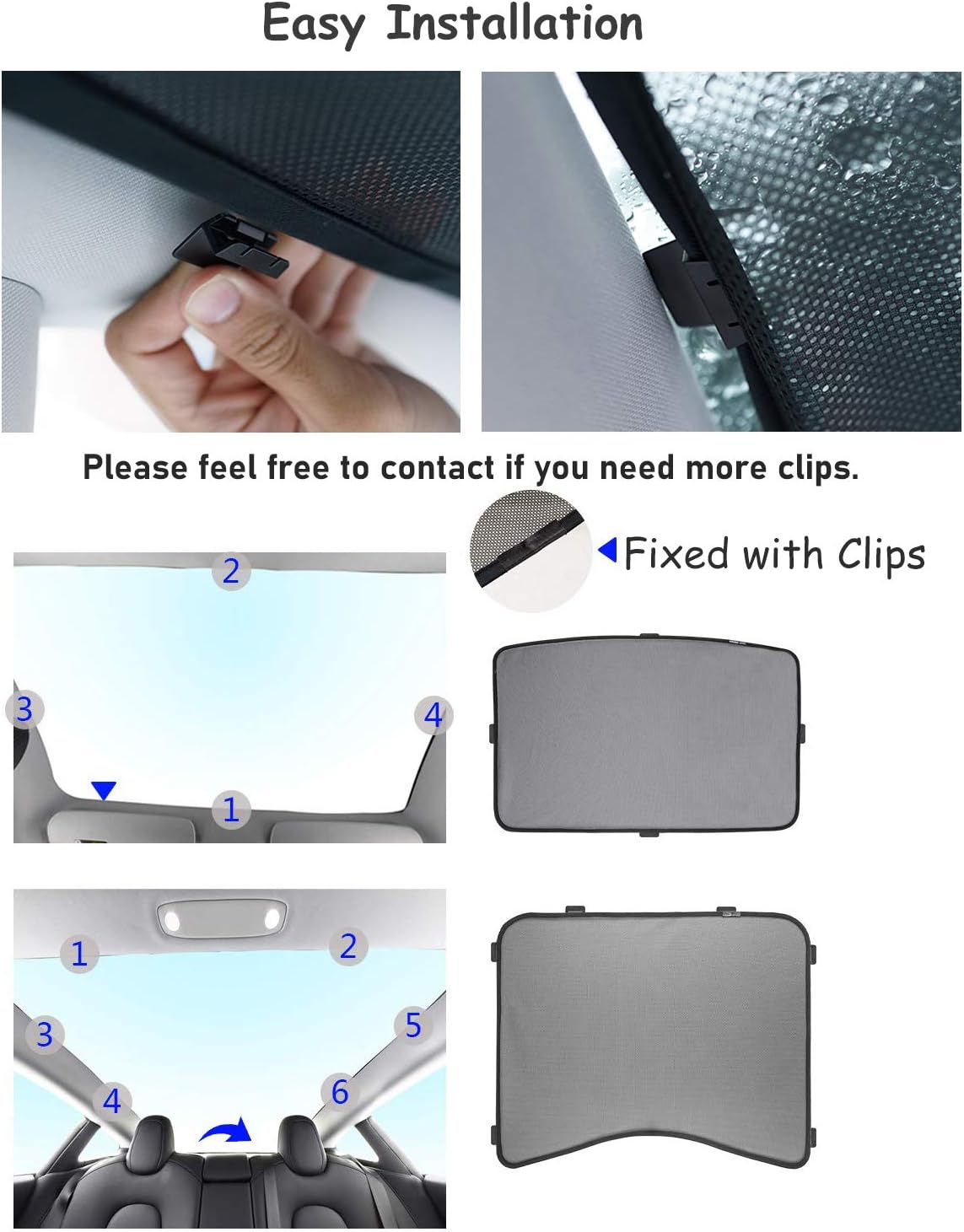 Glass Roof Sunshade Set of 4 Pieces O91816