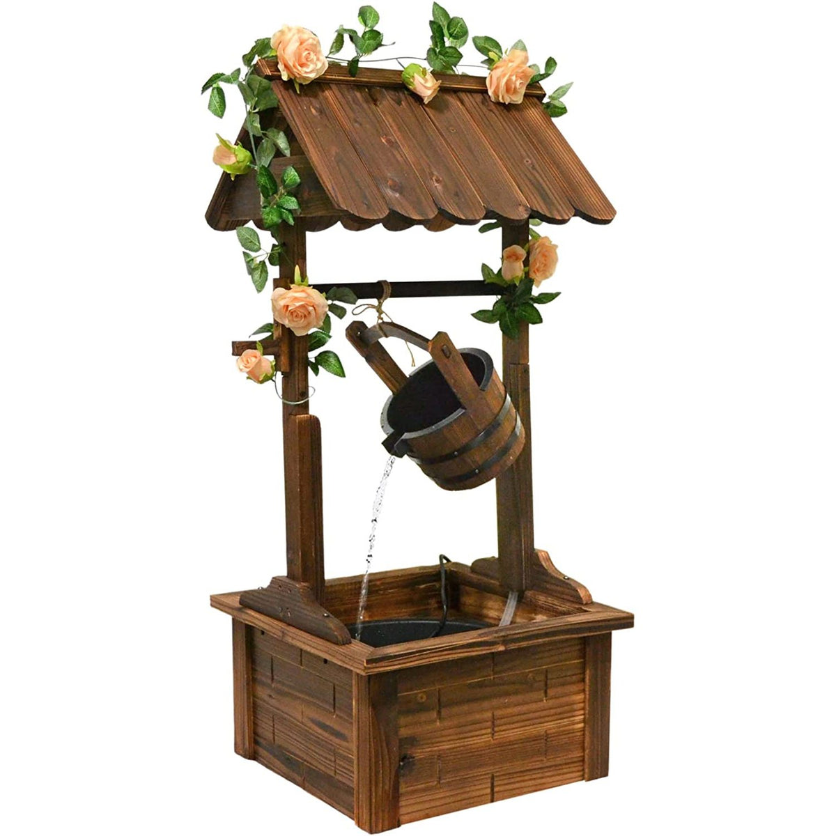Wood Patio Outdoor Fountain with Adjustable Flow Submersible Electric Pump R653963