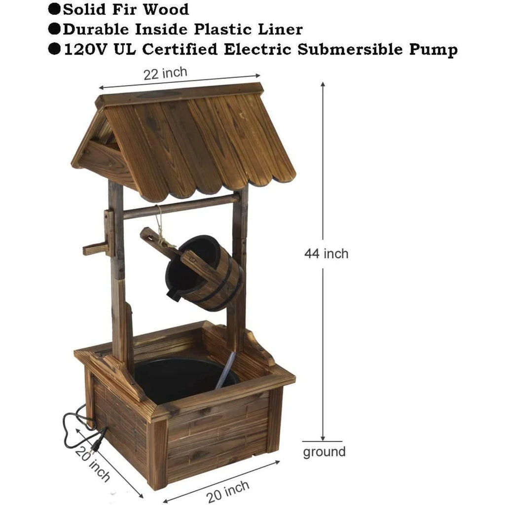 Wood Patio Outdoor Fountain with Adjustable Flow Submersible Electric Pump R653963
