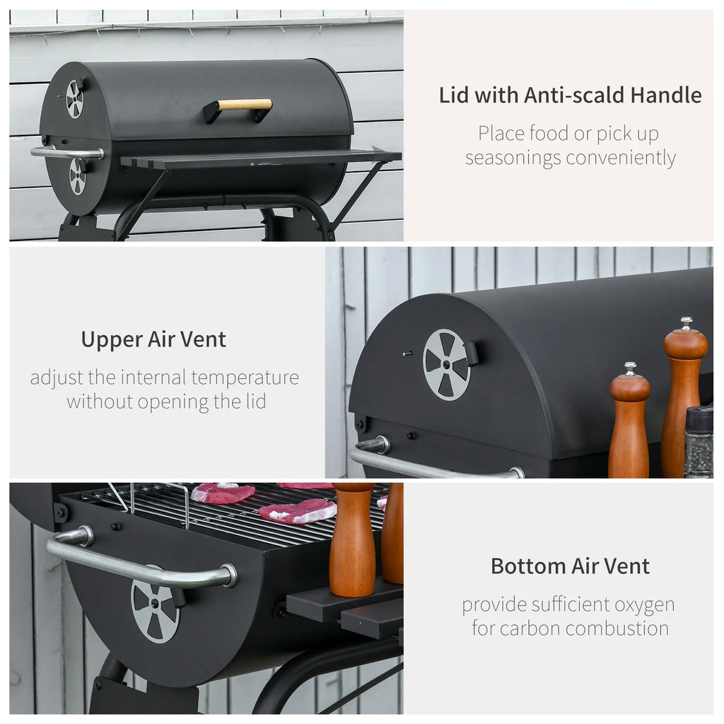 Portable Charcoal BBQ Grill and Offset Smoker Combo V3300