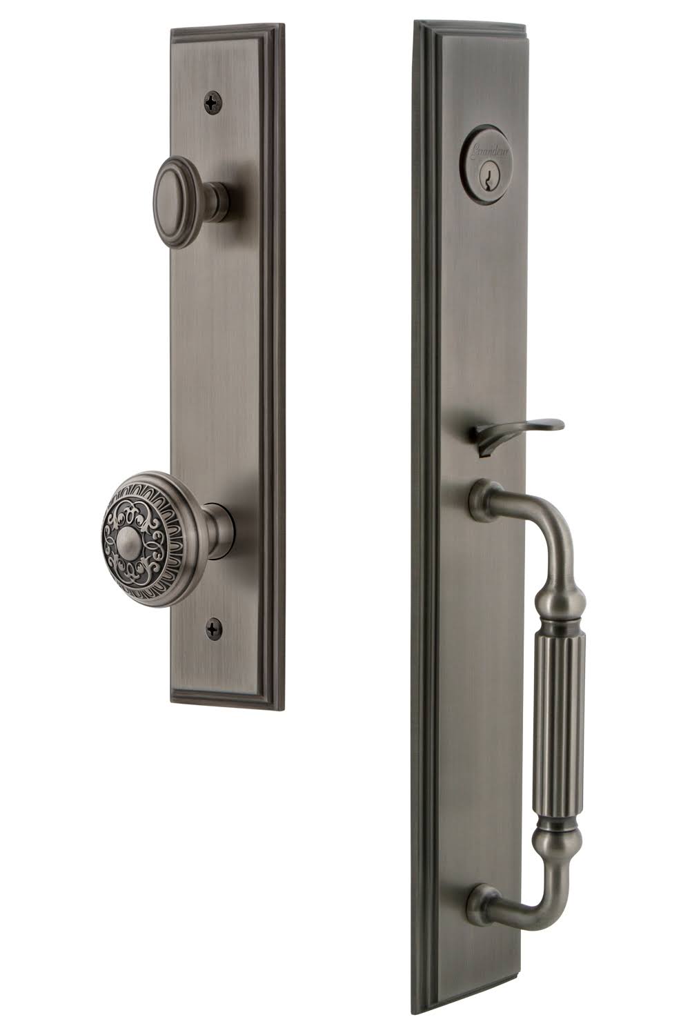 Antique Pewter One-Piece Grip and Knob V48865