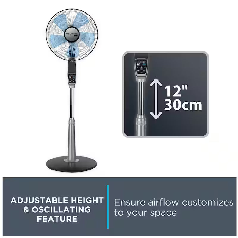 Stand Fan with 5 speeds, oscillating, adjustable height and remote S434