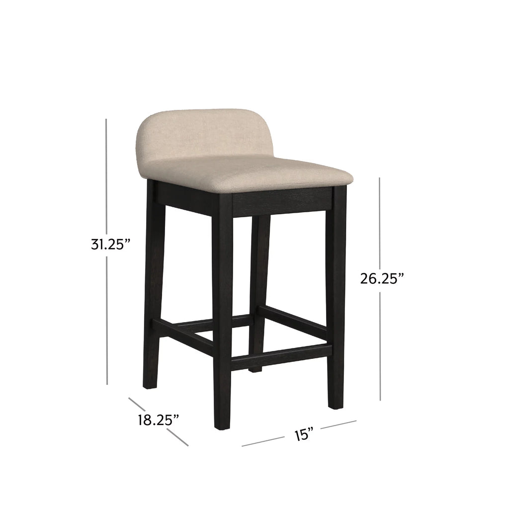 Black Light Beige Wood Counter Stool H889