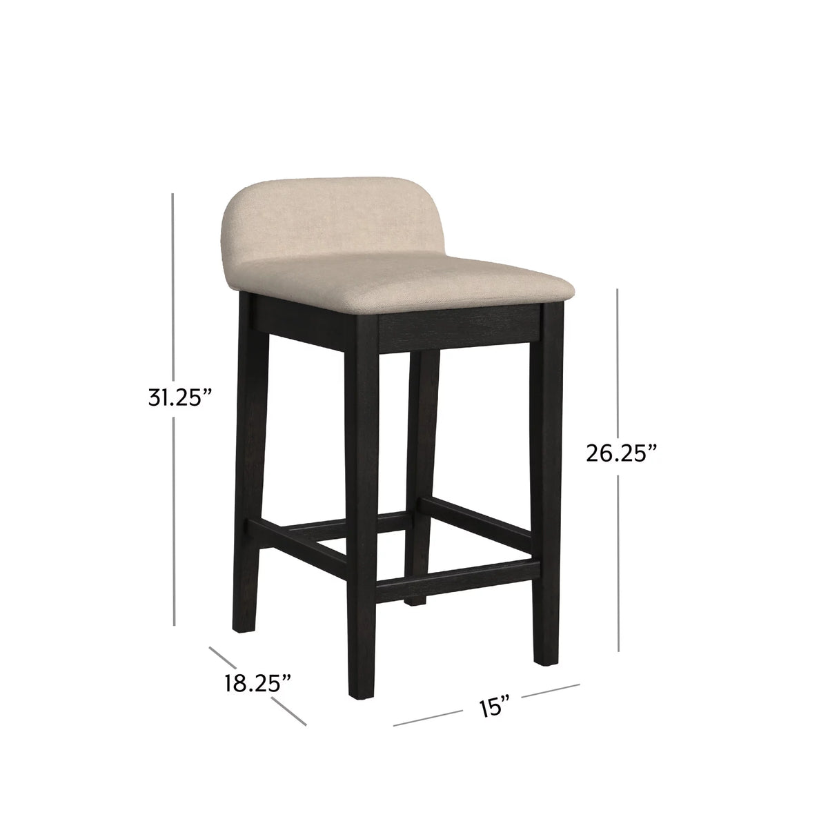 Black Light Beige Wood Counter Stool H889